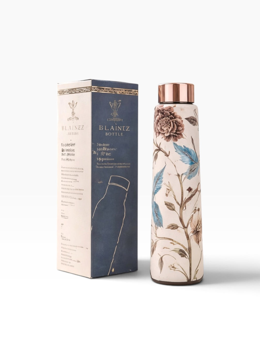 【BLAINEZO】純銅水瓶｜古典莫蘭迪花鳥彩繪款950ml