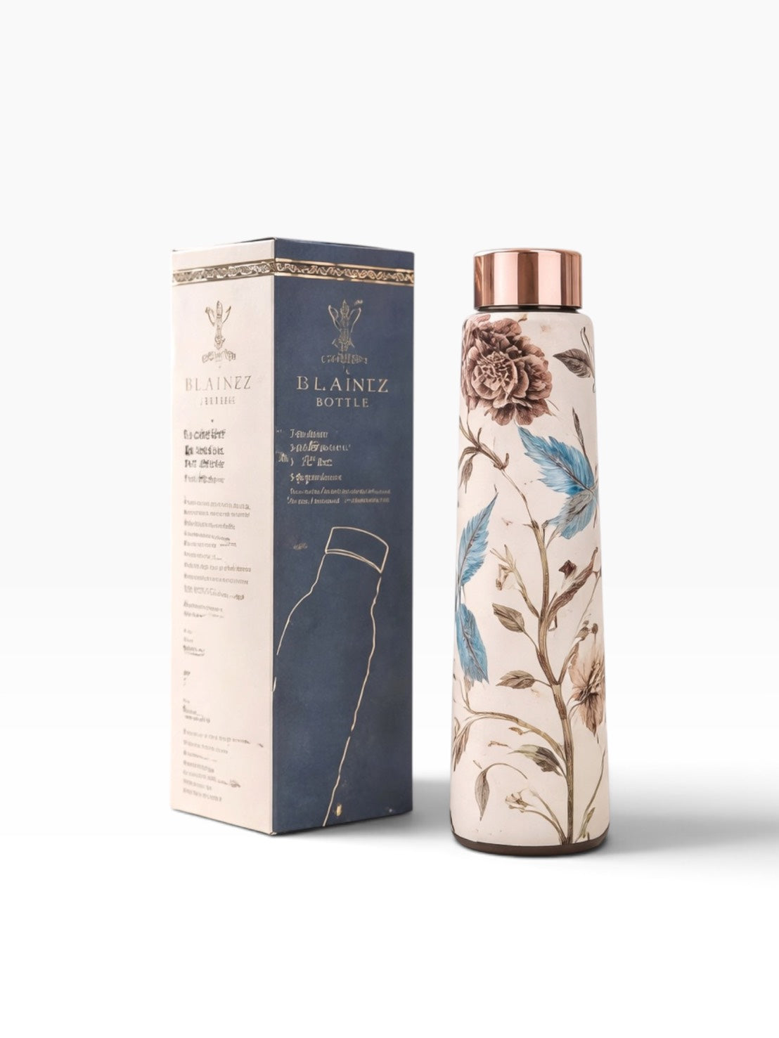 【BLAINEZO】純銅水瓶｜古典莫蘭迪花鳥彩繪款950ml
