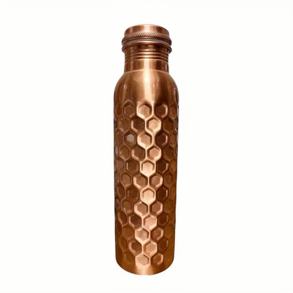 蜂巢壓紋純銅隨身壺1000ml