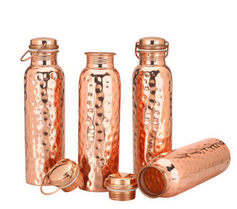 手作捶紋純銅水壺 750ml / 1000ml（經典平蓋款 / 便攜提把款)