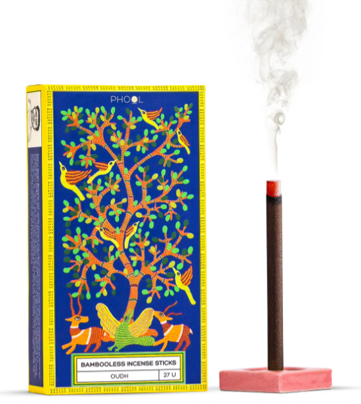 Phool Oudh 沉香無竹芯線香燃燒示意